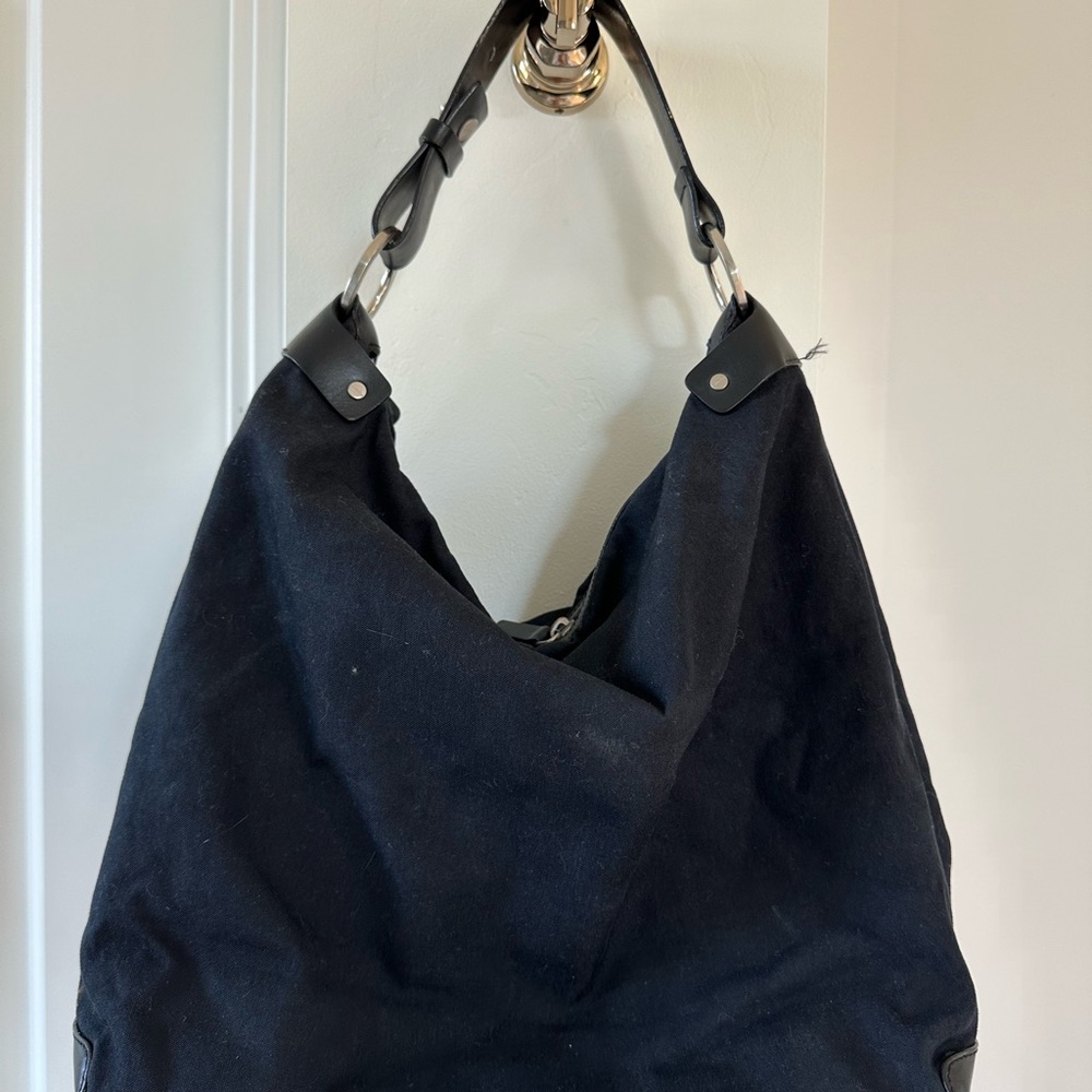 Calvin Klein Cotton Shoulder Bag with Leather Strap
